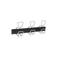 Homeric Modern Wall & Door Mounted Coat Hanger in Black with 3 Silver Wire Hooks HO882085